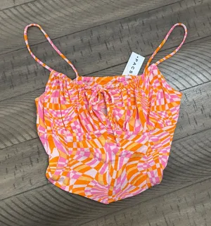 PacSun Orange & Pink Swirl Print Cropped Cami thumbnail 1