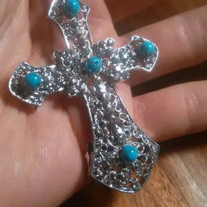Blue Howlite Silvertone and Stainless Steel Pendant Necklace thumbnail 12