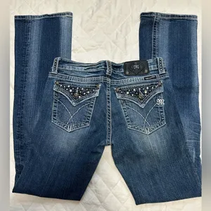 Y2K Miss Me Women's Blue Boot Cut Jeans W30 thumbnail 6