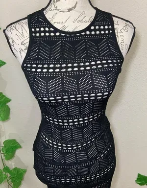 Windsor Black Lace Crochet Swim Coverup Dress New thumbnail 4