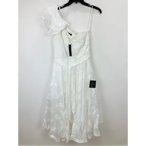 Lulus Sweet Definition White Burnout Ruffled One-Shoulder Midi Dress Large NWT thumbnail 5