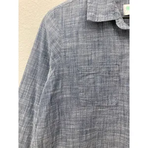 Aventura Organic Cotton Granola Gritty Boho Chambray Denim Blue Button Up Shirt thumbnail 4