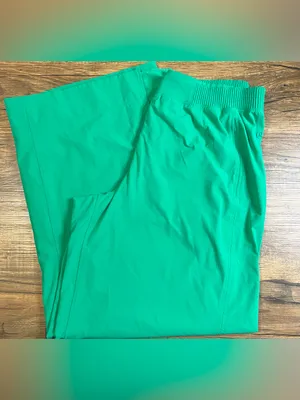 Lululemon Stretch Woven Wide Leg High Rise Pant Kelly Green XL Slit Hem thumbnail 2