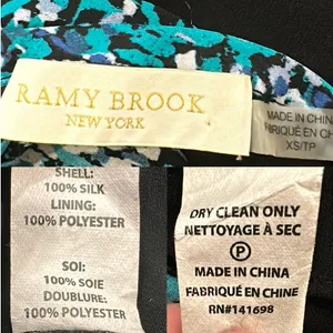 Ramy Brook Teal Printed‎ Paris Silk Mini Drop Waist Sleeveless Blouson Dress XS thumbnail 10