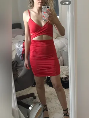 Amazon Red Cutout Bodycon Mini Dress thumbnail 2