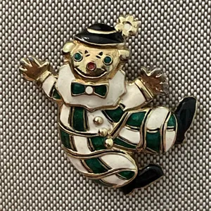 Gontie Paris Gold Tone Enameled Harlequin Clown Brooch Pin Vintage 1208 thumbnail 1