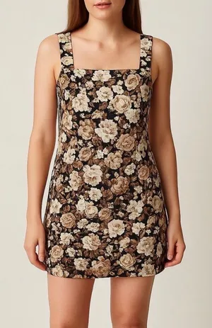 Abercrombie & Fitch Linen Dark Floral Shift Mini Dress size medium thumbnail 1