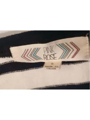 Pink Rose Black White Stripe Raglan Sweater Pullover Top Large (INV150) thumbnail 6