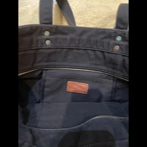 Polo Ralph‎ Lauren Tote Bag Blue Canvas Denim Pony & Flag Embroidery 20x15x6” thumbnail 8