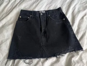 Quinn black denim distressed mini Jean skirt 28 thumbnail 4