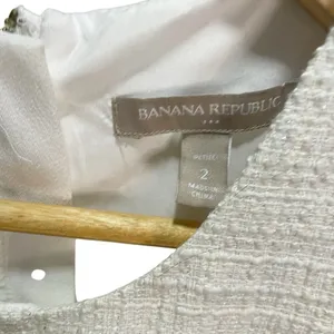 Banana Republic White Tweed Chiffon Women's Blouse‎ 2P Career Flowy thumbnail 4