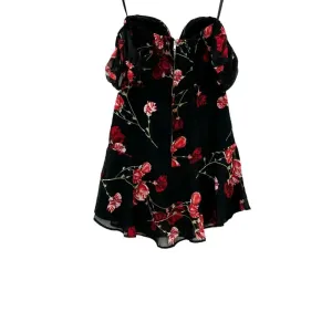 White Fox Boutique Monte Carlo Mini Dress Black‎ Red Floral Size XS thumbnail 7