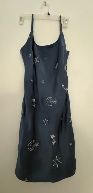 Le Lis Blue Dress with White Embroidery Small thumbnail 1