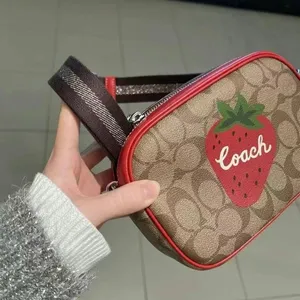 coach Mini Jamie Camera Bag In Signature Canvas With Wild Strawberry ch351 thumbnail 2