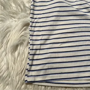 American Eagle Womens Size XS Halter Top White Navy Blue Stripes Textured Cotton thumbnail 4