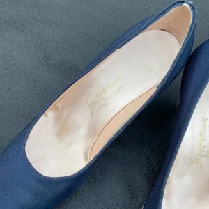 💙 Vintage 1950s or 60s Saks Fifth Avenue Fenton Last Size 7 Navy Blue Kitten Heels Pumps 💙 thumbnail 15