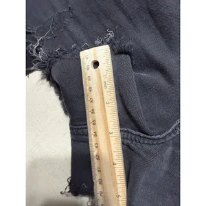 Aerie Black Distressed Denim Shorts Elastic Back Waist Frayed Hem Medium E18 thumbnail 2
