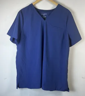Jaanuu Scrub Top medical XL Blue Short Sleeve Stretch V Neck J96106 thumbnail 1