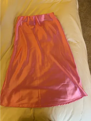 ZARA Satin Pink Midi Skirt Renee C thumbnail 3