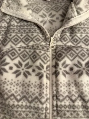 Old Navy Women's White & Gray Fair Isle Zip-Up Teddy Jacket thumbnail 6