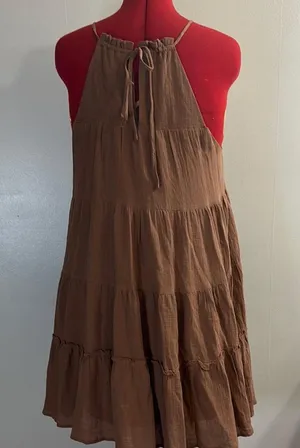 NWOT Wishlist Brown Tiered Dress sz M thumbnail 2