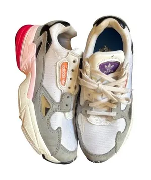 Adidas Originals Falcon White Grey Pink Chunky Sneakers CG6214 Women's Size 5 thumbnail 1