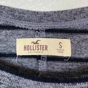 Hollister Grey & Black Striped Long Sleeve Knit Shirt thumbnail 4