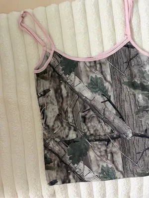 Edikted Pink Trim Camo Tank Top - Women thumbnail 2