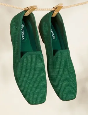 Vivaia Samantha Walker Forest Green Square-Toe Loafers Size 41 or US 9.5 thumbnail 1