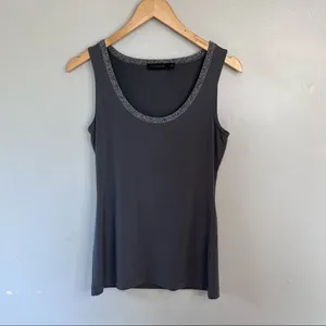 The Limited Sleeveless Top Blouse Silver Sparkle Trim GRAY Medium thumbnail 5