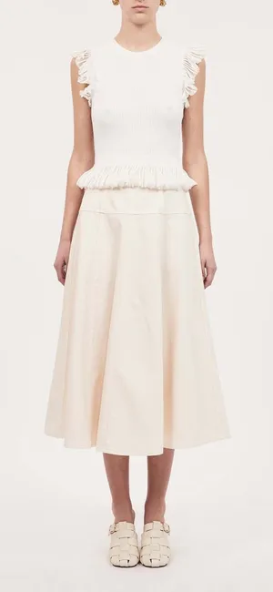 Ulla Johnson NWT Leila Flutter Sleeve and Hem Blouse in‎ Cowrie White Size Large thumbnail 1