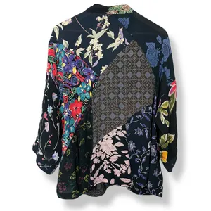 Vintage‎ Patchwork Top Nomads of the Desert Black Art-To-Wear FLAWS Size Large thumbnail 2