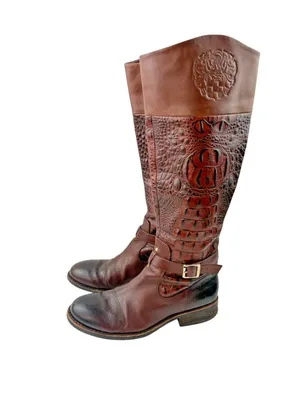 -Vince Camuto Kamino Flavian Tall Boots Womens 9B Brown Riding Quiet Luxury Croc thumbnail 7