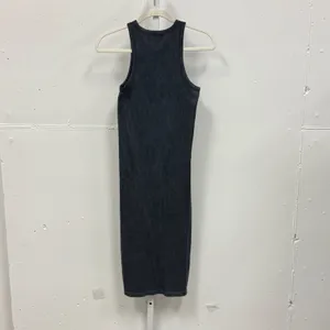 Brave Fame‎ Ribbed Racerback Midi Dress Charcoal Grey Mineral Wash Small Bodycon thumbnail 2