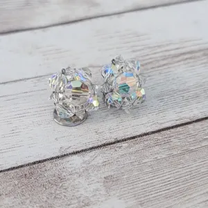 Vintage Clip On Earrings Iridescent 5/8" thumbnail 2