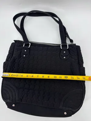 Vera Bradley Black Quilted Shoulder Tote with Front Zip Pocket thumbnail 4