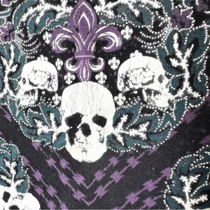 Rock & Republic Lightweight Skull Print Top M Burnout Purple Black Sheer Flowy thumbnail 4
