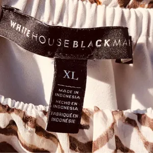 🌸NEW WHITE HOUSE BLACK MARKET BLOUSE Sz XL WHITE/ BROWN /GOLD thumbnail 3