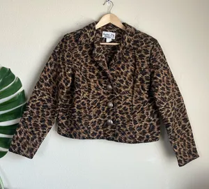 Vintage Cactus Flower Leopard Print Tapestry Jacket thumbnail 1