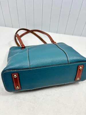 Dooney & Bourke Teal Brown Pebble Leather Tote & Matching Wallet Set thumbnail 10