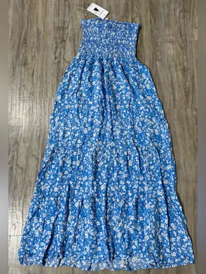 Zesica Blue Floral Strapless Smocked Maxi Dress - NWT thumbnail 5