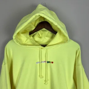 Teddy Fresh Hoodie Womens XL Highlighter‎ Neon Yellow Cropped 100% Cotton Beaded thumbnail 3
