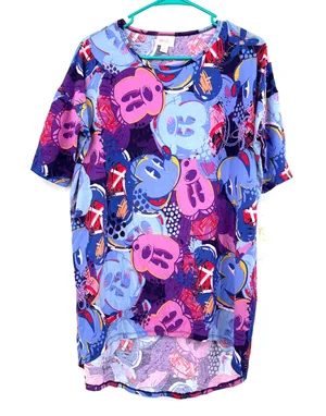 NWT Disney Lularoe collab size XS Irma Mickey Minnie print purple‎ blue pink thumbnail 1