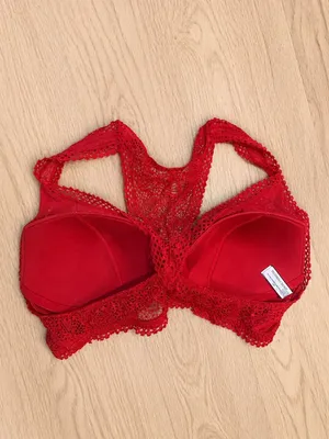 Victoria's Secret Lace Racerback Bralette Red Wireless Pull-On thumbnail 2