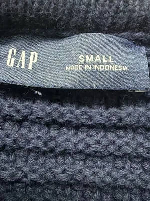 GAP Navy Gold Button Cropped Cardigan Sweater Small 100% Cotton thumbnail 7