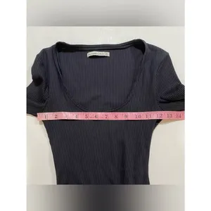 Abercrombie Ribbed Bodysuit Black XS Long Sleeve Scoop Neck thumbnail 5