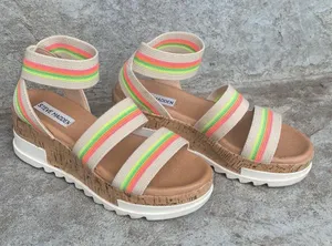 Steve Madden Bandi Neon Stripe Platform Sandals thumbnail 2