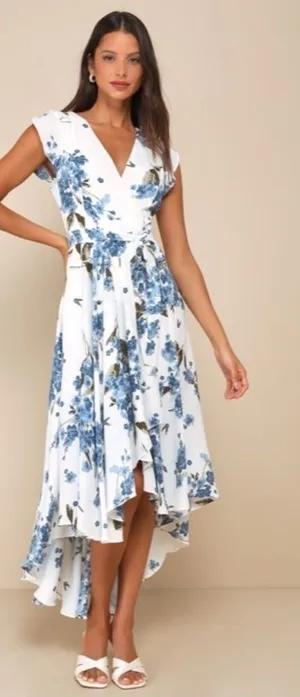 LULU's Floral Sexy Romantic Flowy Floral High Low Wedding Guest NWOT thumbnail 1