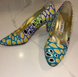 Escada Vintage Animal Print Leather Slingback Heel 7.5 thumbnail 1