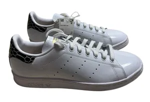 Adidas Stan Smith Sneakers Women's Size 9 Patent Leather White Black Gold NWT thumbnail 1